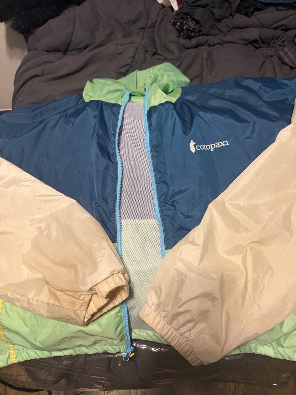 cotopaxi Kids Colorblock Windbreaker Jacket - Blue, Cream & Green